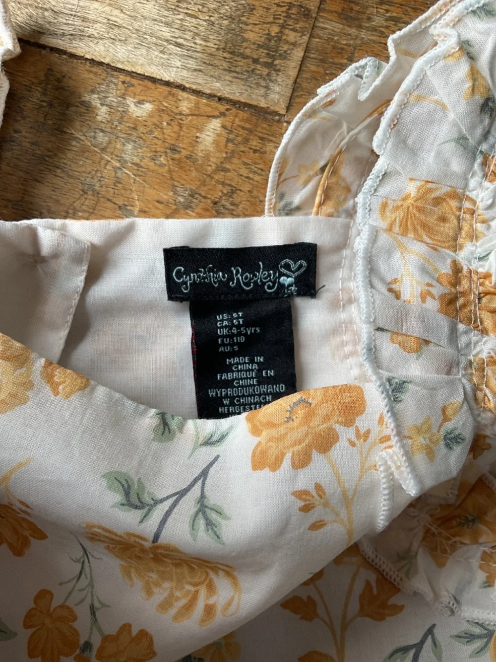 Cynthia Rowley Flowered Dress 5T White Yellow Floral Print